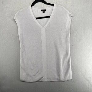 J Jill Sweater Womens XSP Gray Wearever Sleeveless V Neck Ribbed‎ Layering Vest